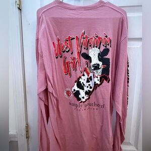 Simply Southern Pink 'West Virginia Girl' Cow Graphic Shirt